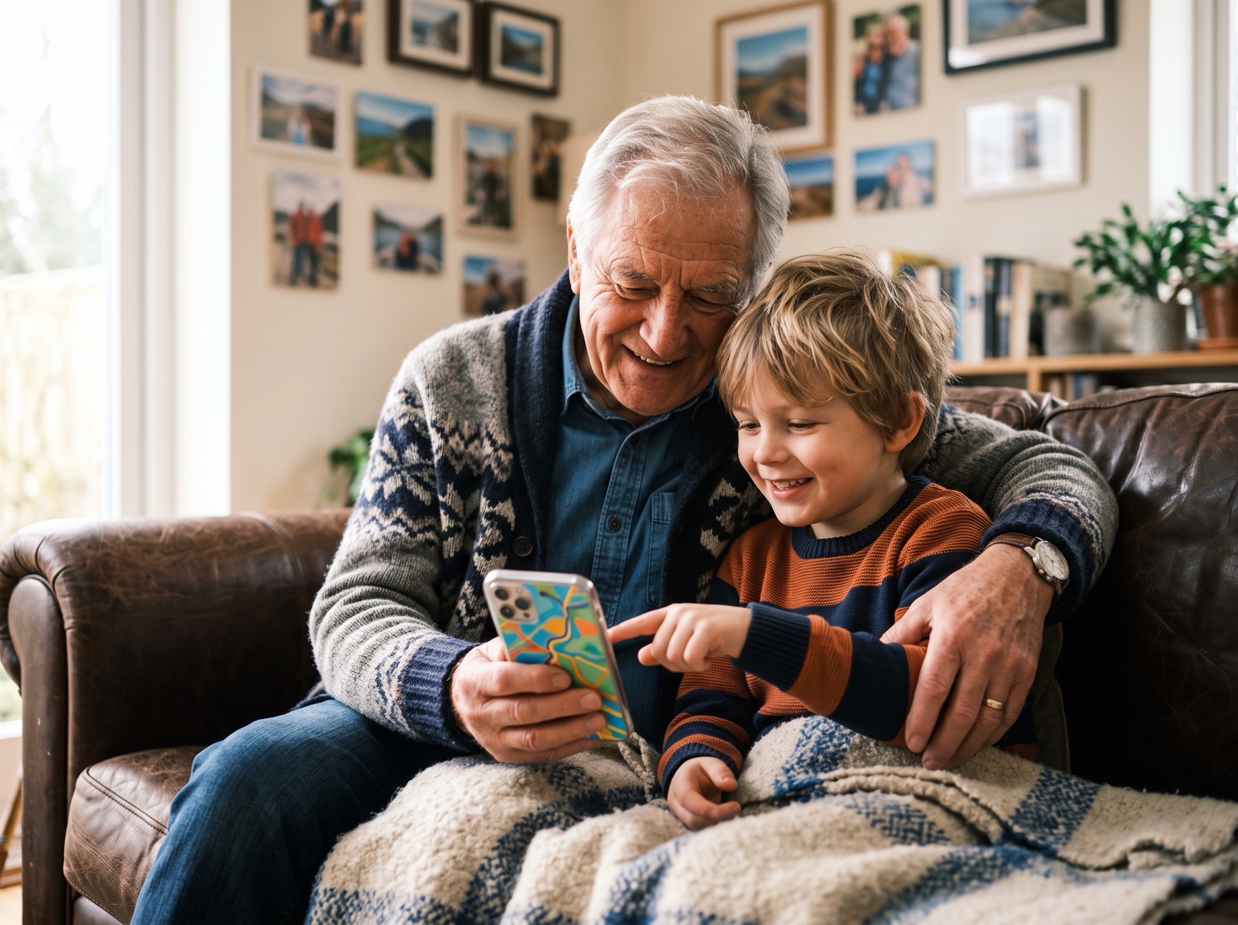 Grandfather and grandson spending time together