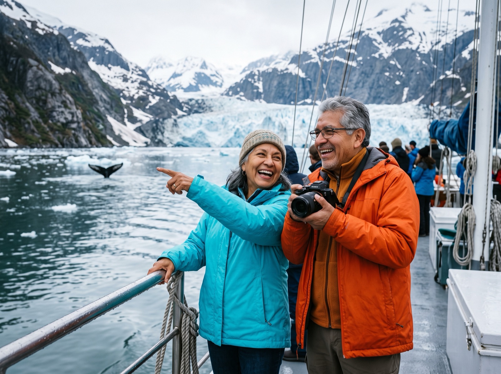 Older couple enjoying an Alaska cruise